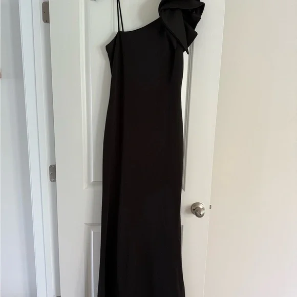 Betsy & Adam | Dresses | Betsy Adam Black One Shoulder Ruffled Cocktail  Dress | Poshmark